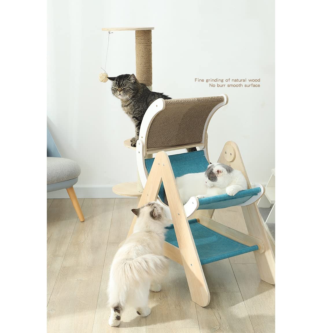 Katzenbrücke Klettergerüst Holz Haustier Katzenbaum Haus Bett Hängematte Sisal Kratzbaum Katzenmöbel Katzenspielzeug Katzenregale