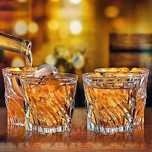 Image of Whiskey Glass Transparent, 310 ML, Whisky Glass, Diamond Design Bar Glass for Drinking Bourbon, Whisky, Scotch, Cocktails, Cognac - Old Fashioned Cocktail Tumblers Set of 6 (D .sq .$., 6)