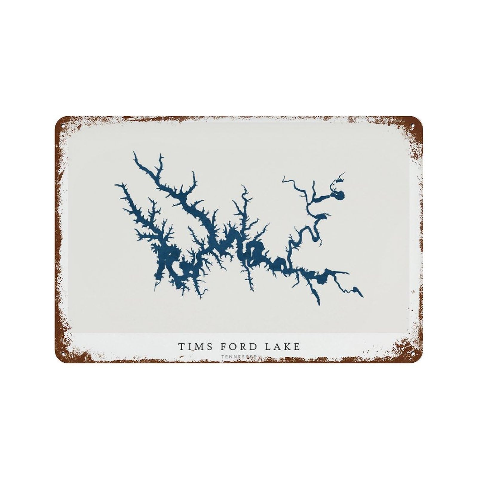 xiaoxiaoshen Tims Ford Lake Map Tennessee Wall Decor Art Metal Tin Poster Modern Home Decor Art Home Bar Shop Decorations Vintage Sign 20x30cm
