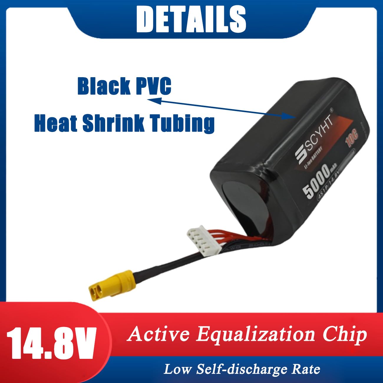Akumulator Lipo 4S 14,8 V 5000 mAh 4000 mAh Akumulator litowy 14,8 V Akumulatory zamienne z BMS do zestawu silnika 50 W - 75 W do dronów i modeli samolotów,14.8v5000mah 1pack