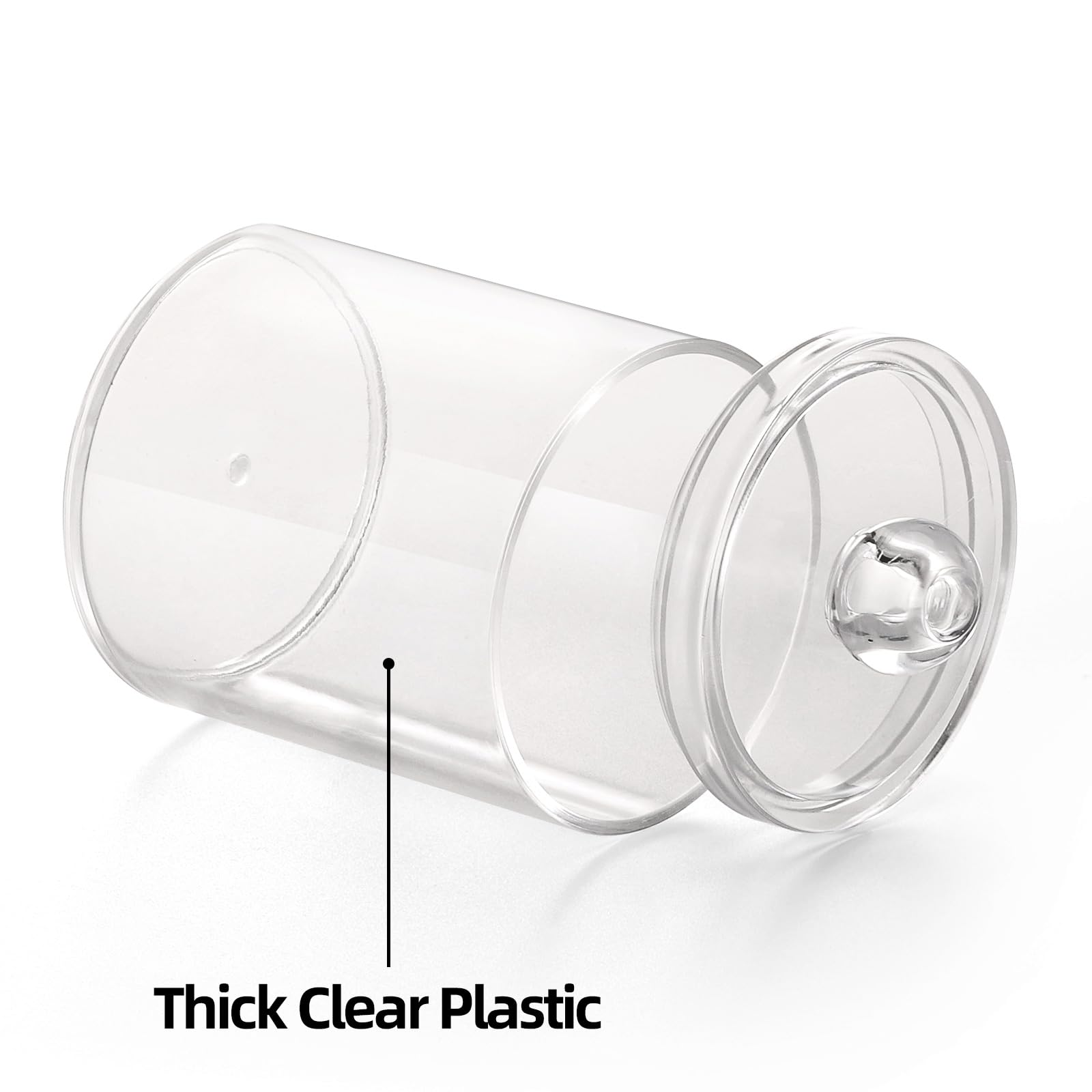 Tbestmax 4 Pack Qtip Holder - Restroom Bathroom Organizers with Clear Plastic Apothecary Jars for Cotton Swab, Round Pads, Floss