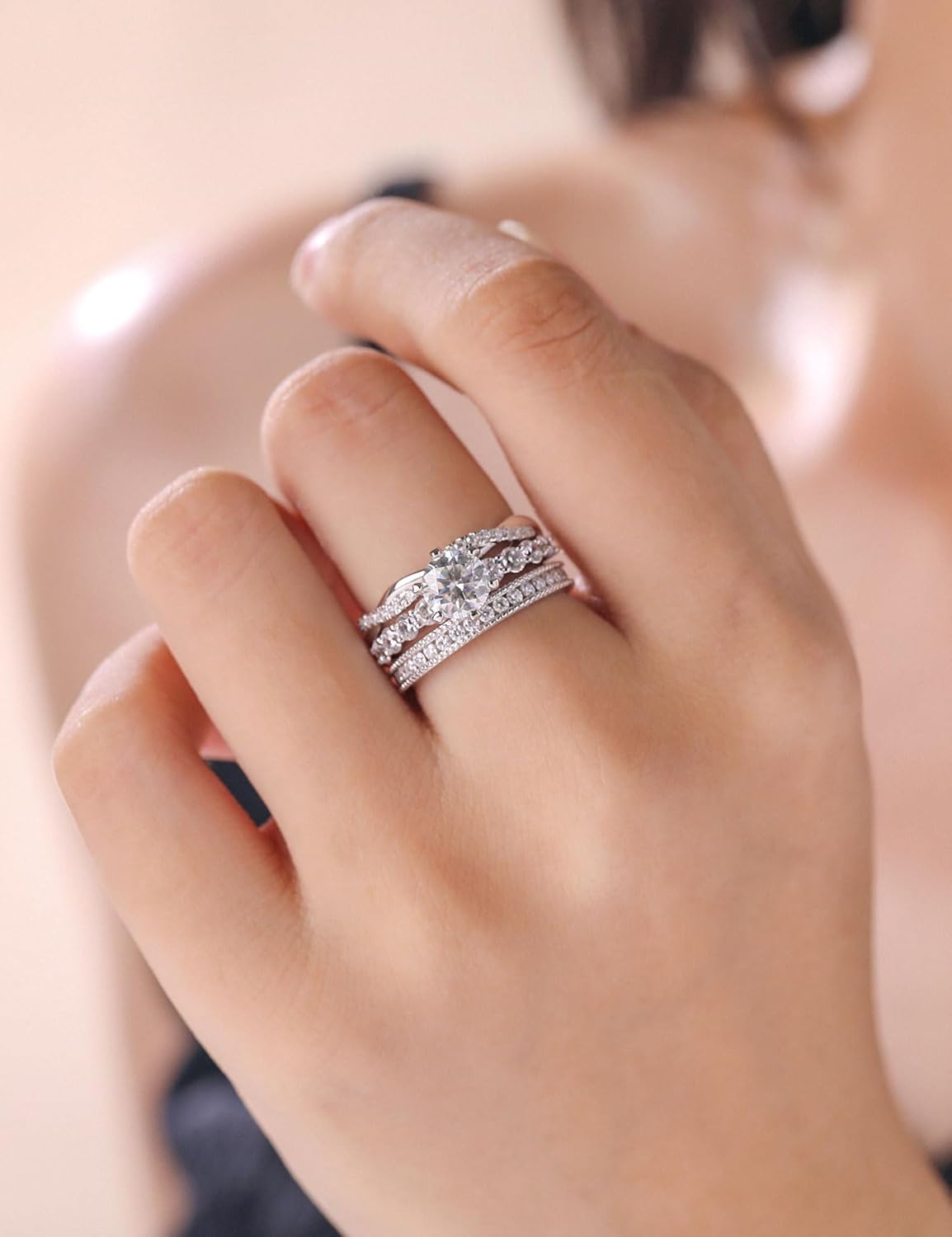 Moissanite Wedding Band for Women Full Eternity Ring Channel Set Milgrain Stackable Engagement Ring D Color VVS1 925 Sterling Silver Anniversary Band Size 4-11 - Image 8