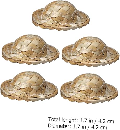 Miniatura 3 de TOYANDONA 10 piezas de sombrero de paja, mini sombrero de paja, accesorios de decoración de miniture, muebles de casa, muñecos pequeños, ornamento,