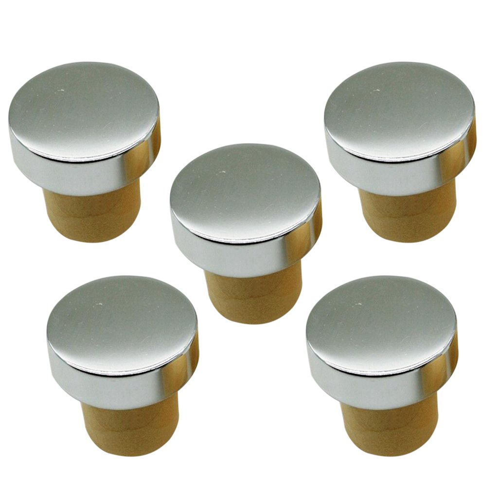 10 Set di 5 tappi per vino a forma di T in silicone tappo in sughero tappo per bottiglia argento