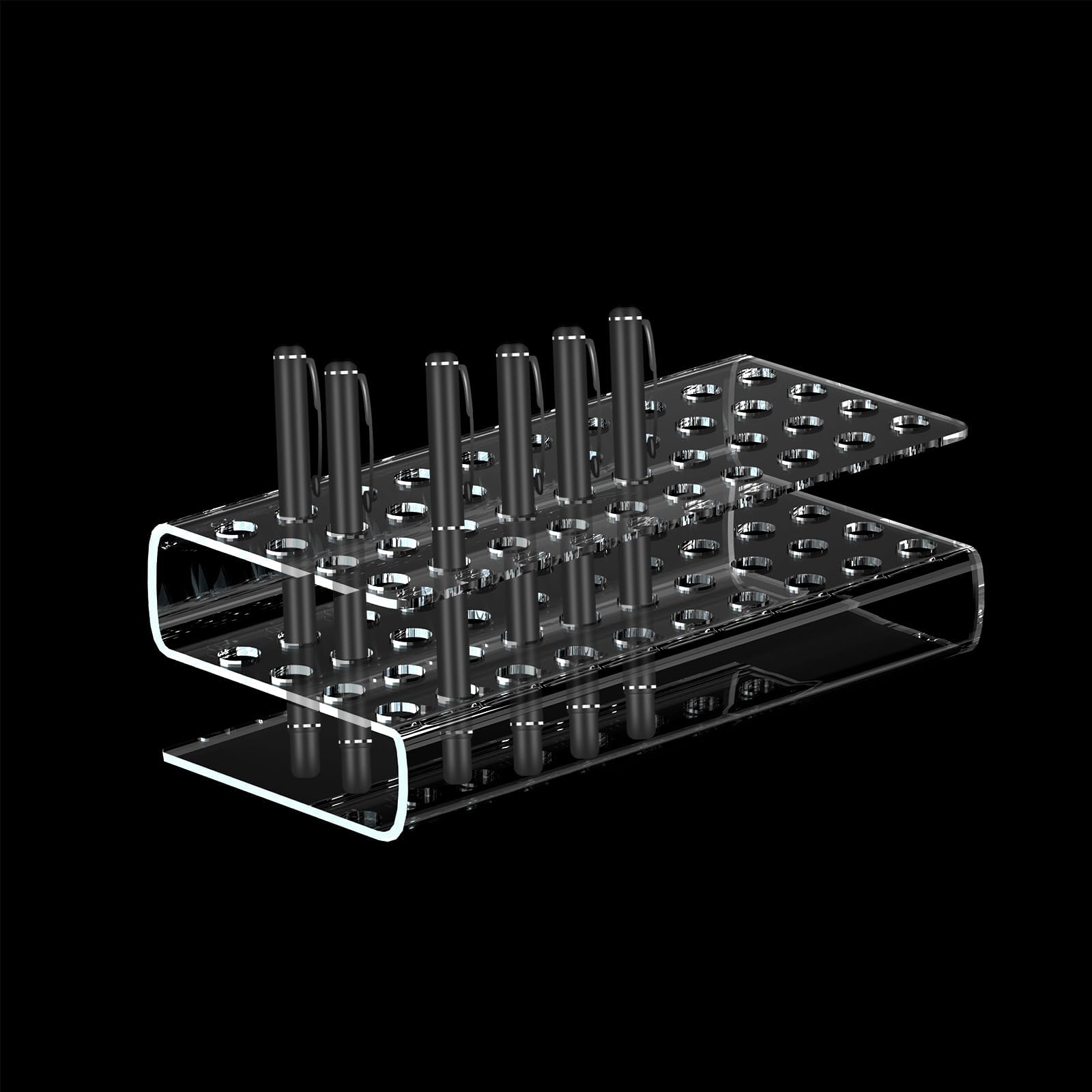 44 Holes Acrylic Transparent Pen Holder, Pencil Ballpoint Pen Display Stand Organic Glass Gel Pen Display Desk Organizer Pen Holder Countertop Desk Accessory Storage Rack Finishing And Display