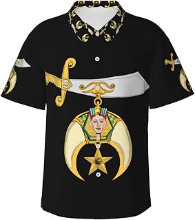 Shriners Men's 3D Printed Short Sleeve Casual Hawaiian Shirt Summer Button Down Shirts