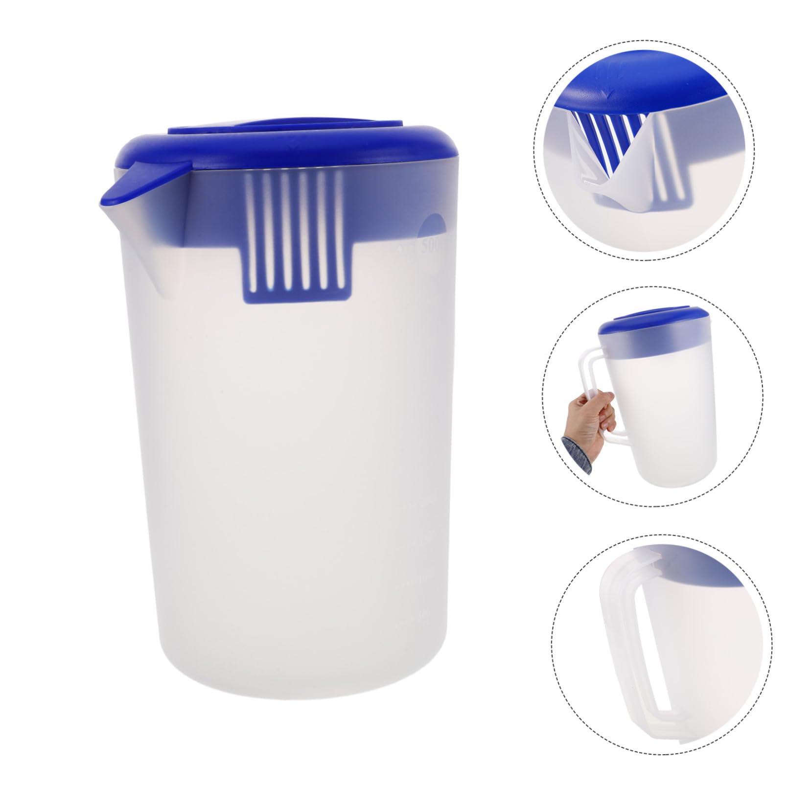 Brocca in Plastica da 5 con Manico Ergonomico e Scala Graduata Opaca, per Conservazione in Frigorifero e Servizio di Bevande Fredde come Tè e Succhi