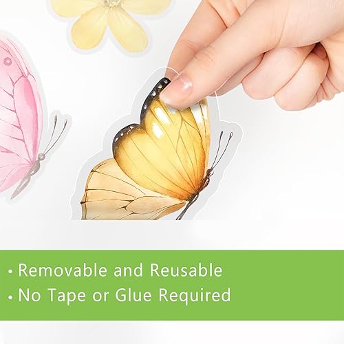 Miniatura 5 de Mfault Hello Spring Gnomes Flowers - Calcomanías para ventana de 9 hojas, diseño floral de girasol, margaritas, calcomanías de cristal para pared,