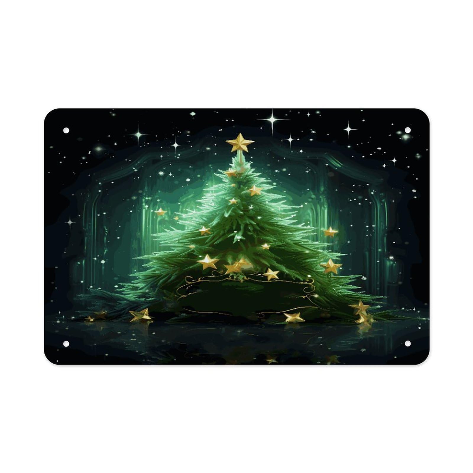 Fekiloot Style Green Christmas Tree Metal Signs Wall Art Tin Sign