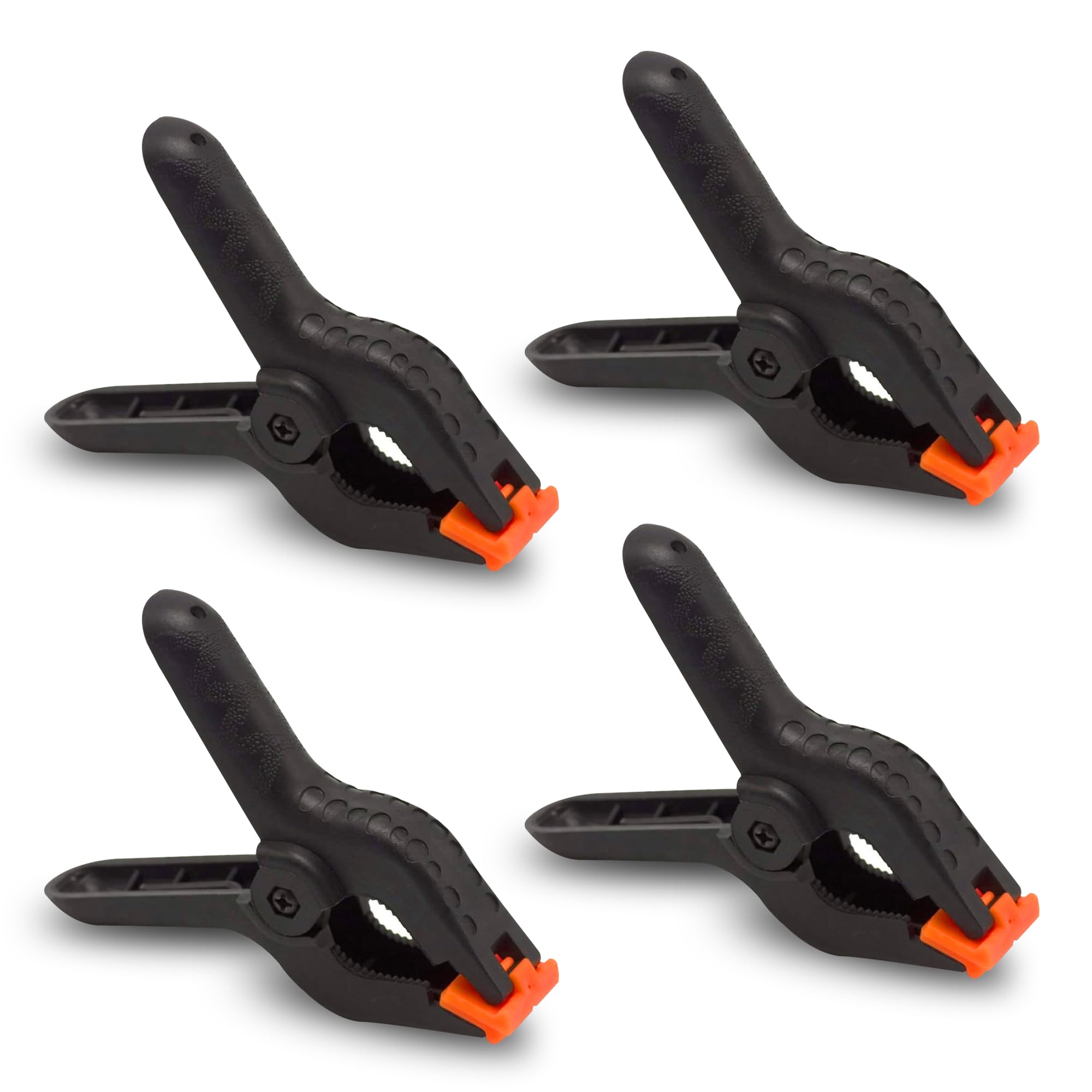 G4gadget Black Pack Of 4X 3.5 Inch Plastic Spring Clamps - Heavy Duty Quick Grip Clips For Woodwork, Crafts, Photo Studio, Muslin Backgrounds, And Diy Projects