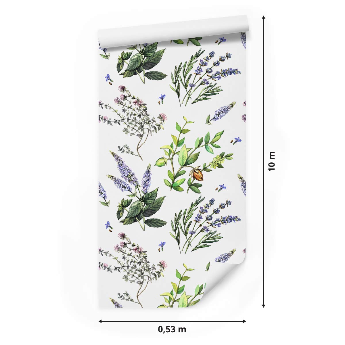 Muralo Papel Pintado Autoadhesivo Flores, Hojas, Semillas - 10m x 50 cm