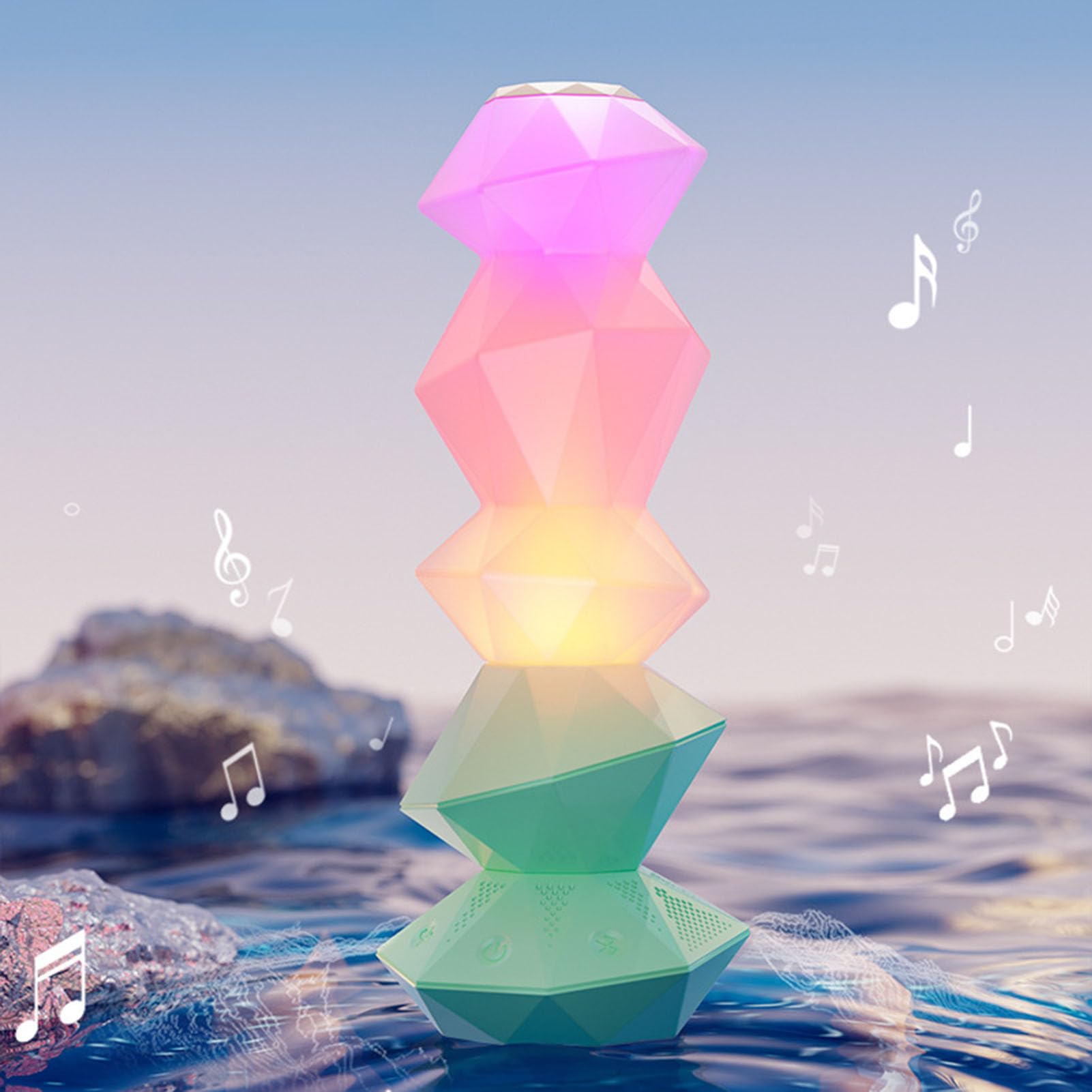 Fdit Lampe Veilleuse Musicale RGB à Changement de Couleur avec (GREEN)