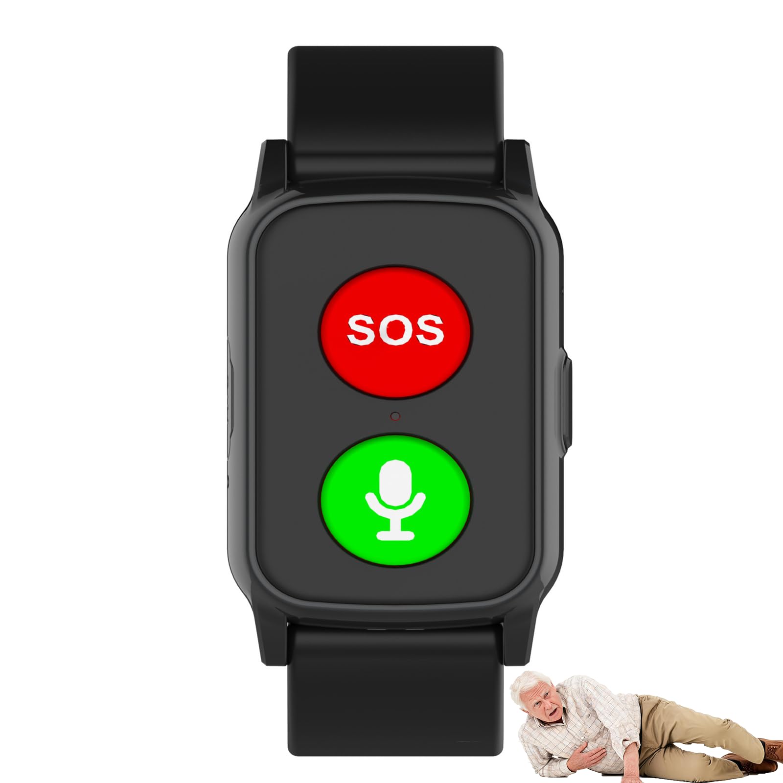 Pulsera GPS Ancianos SOS Deteccion Caidas Localizacion Tiempo Real Monitor Salud 600mAh IP67 Impermeable Smart Band Demencia Alzheimer Pacientes Negro Rojo Caja Set Regalo Black