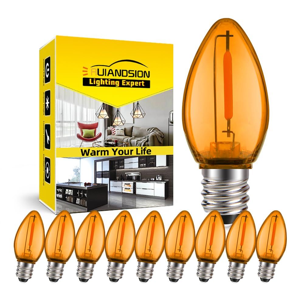 Ruiandsion E12 LED Bulb 220V 1W Orange No Stroboscopic Eye Protection Replacement for Chandelier Ceiling Light Atmosphere Table Lamp Night Light Wall Lamp Pack of 10 — image 1