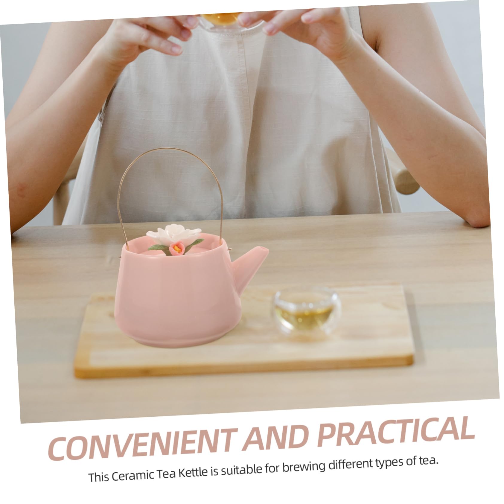 OUNONA 3stücke Keramik Mit Handgefertigtem Blumenmuster Minimalistischer Stil Für Teeliebhaber Hitzebeständig Für Herd Geeignet Für Zubereitung Von Grünem Tee Und Kräutertee