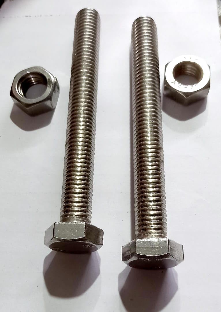 Hex Bolts with Nut Stainless Steel Fastener Fully Threaded Metric for Home Machinery Industry Sliver Tone (M12 * 100mm, 4)-image-39