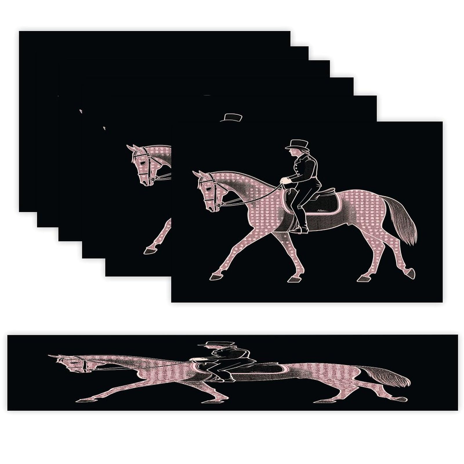 Dressage Dressage Rider Horse Table Runner and Placemats Set of 6 Heat Resistant Table Runner Place Mats Modern Cloth Table Mat Washable Linen Placemat Festive Reusable Set