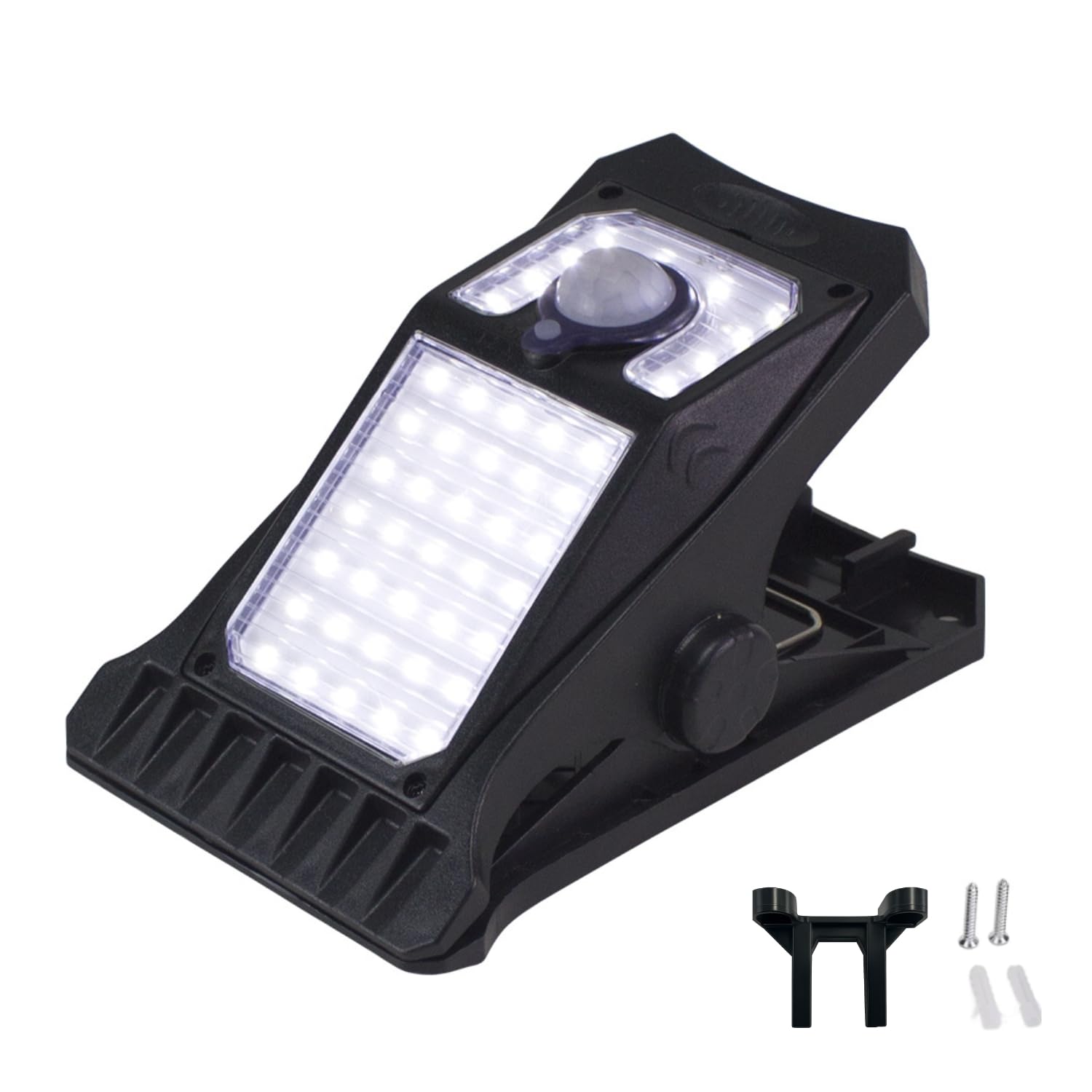 BEPER P207ILO003 Lampada Solare con Clip, Luce LED da Esterno con Sensore di Movimento, 3 Modalità di Illuminazione, Ricarica Solare, IP65, per Giardino, Recinzioni e Campeggio