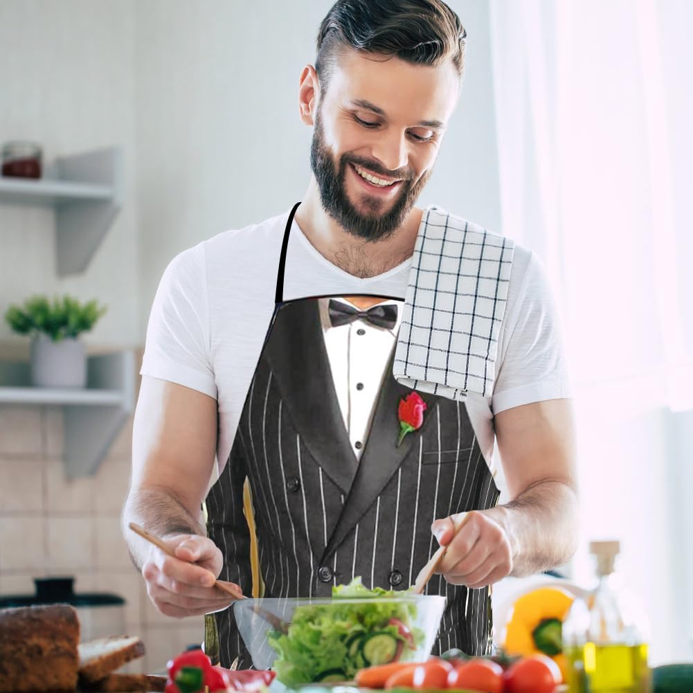 EQLEF Fartuchy męskie, fartuch męski zabawny fartuch zabawny męski grill impreza żart fartuch na imprezę prezent dla mężczyzn