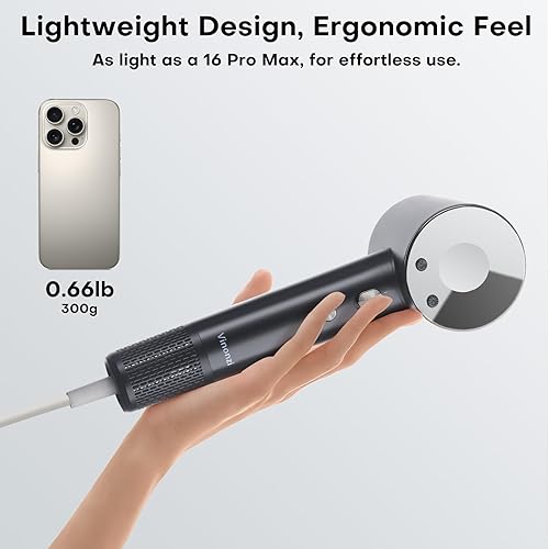 Miniatura 8 de Secador de pelo, secador de pelo iónico de alta velocidad de bajo ruido con motor sin escobillas para un secado rápido, secador de pelo negro