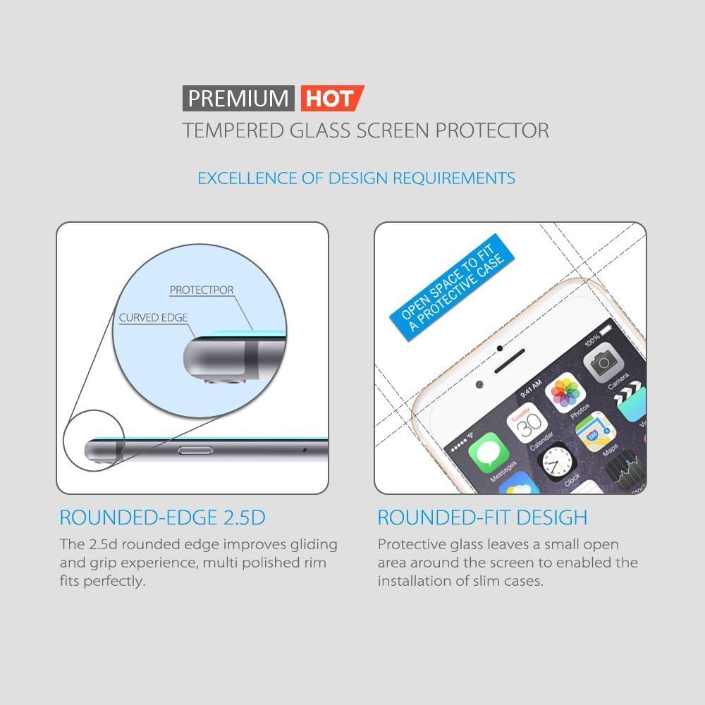 iPhone 7 / 6s / 6 Screen Protector [3D Touch Compatible], 0.26mm Thinness, OHLA® Tempered Glass Screen Protector for iPhone 7 / 6s / 6-9H Hardness [1 Year Warranty ]