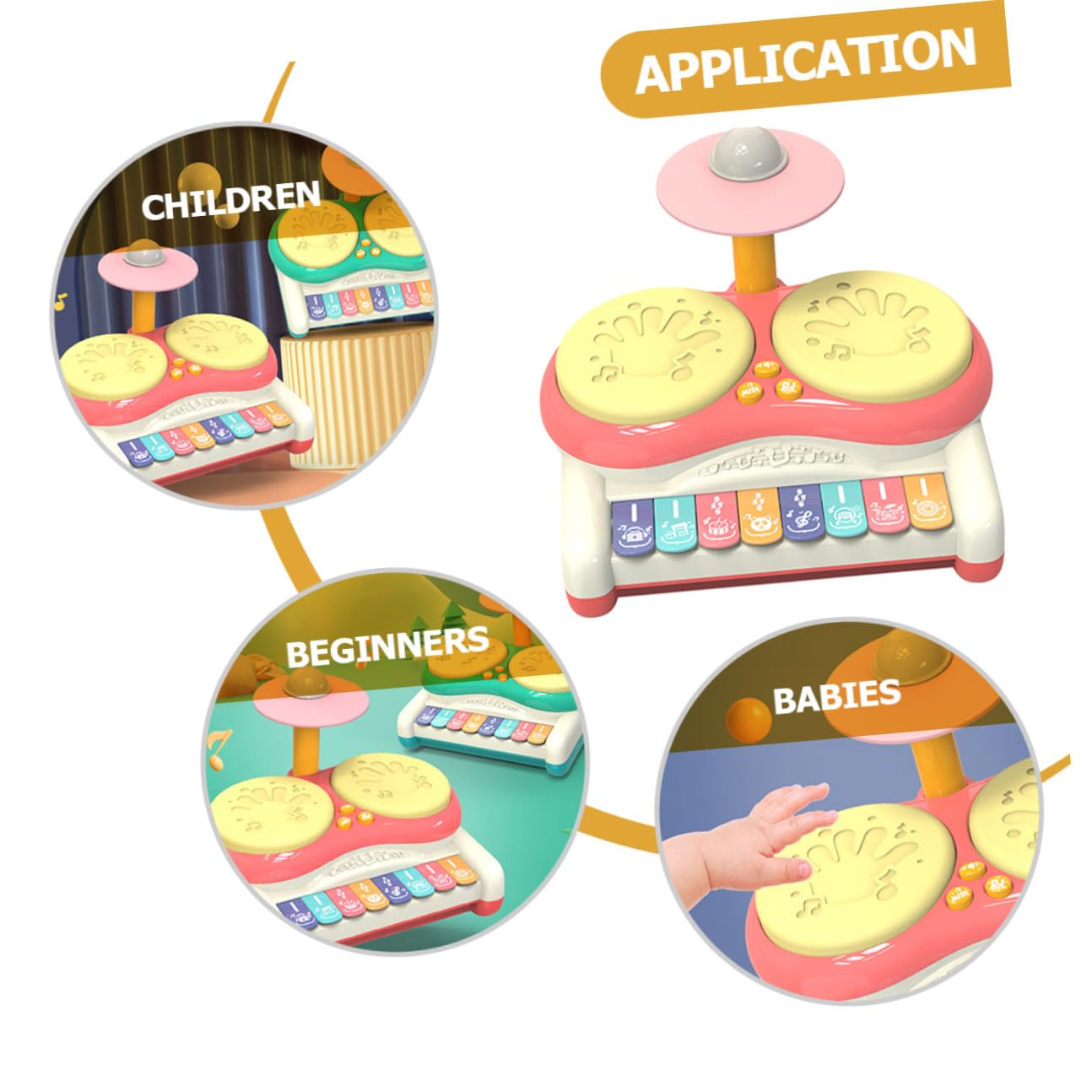 ifundom Juguete Educativo Musical para Niños Instrumento de Percusión Multifuncional de Plástico Rosa Que Mejora la Coordinación Ojo-Mano y Es Adecuado para Bebés