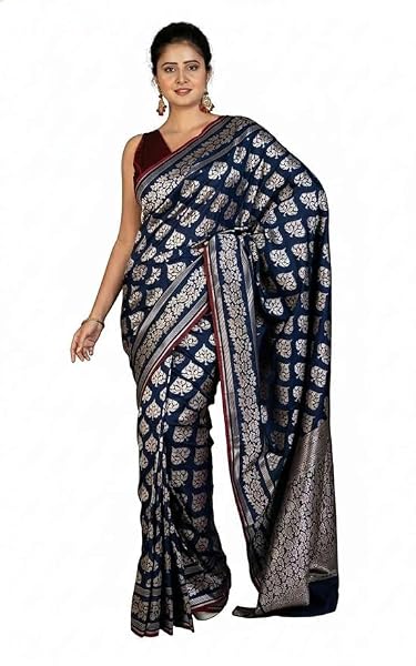 Bengal Looms India Traditional Soft Semi Katan Silk Saree with Blouse Piece Handwoven Ethnic Silk Saree for We