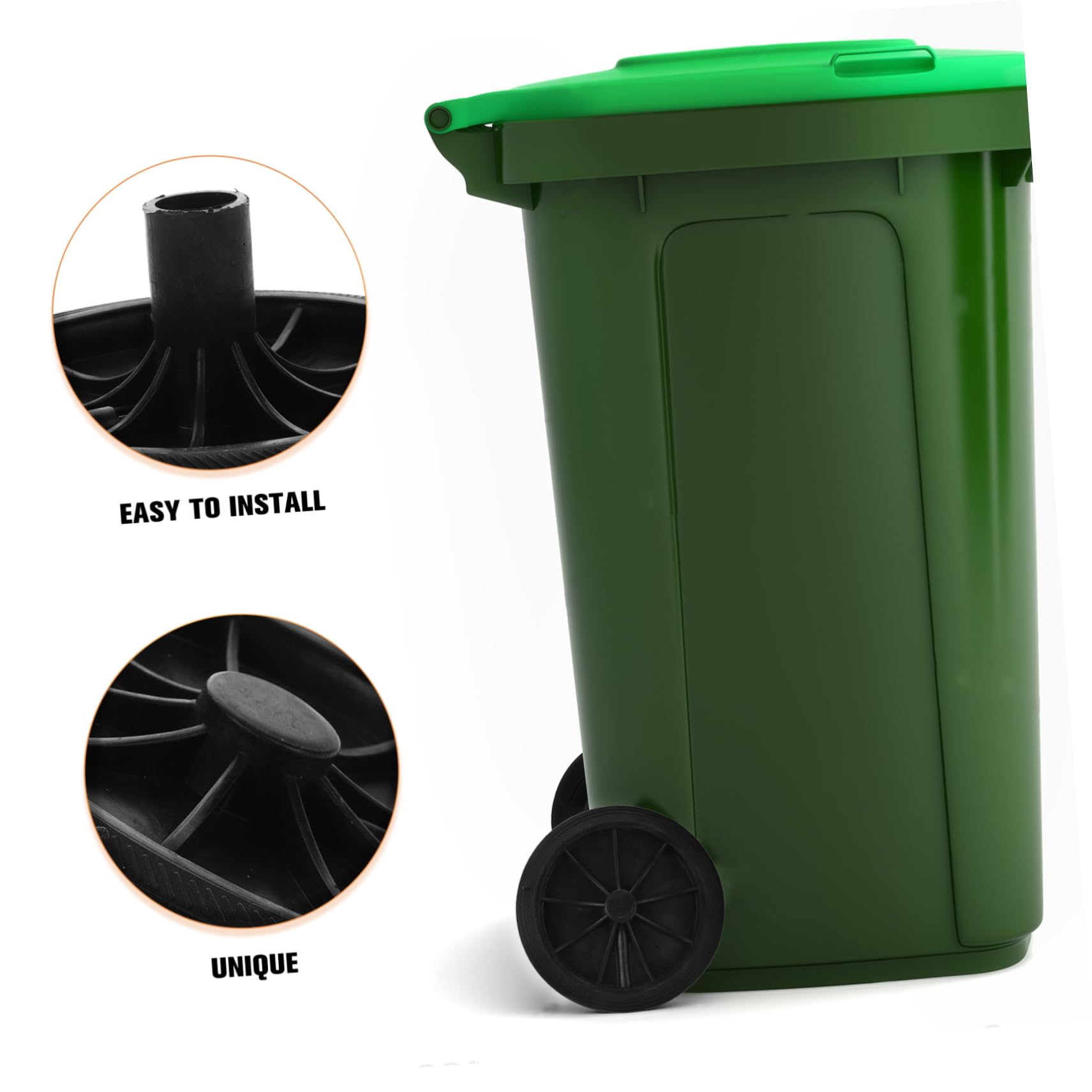 OUNONA Ruote di Ricambio in Plastica per Bidone della Spazzatura 2 Pezzi per Nero Facilità di Sostituzione e Manutenzione, Compatibili Bidoni e Rimorchi Esterni