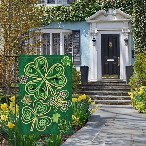 Louise Maelys JNE_BBFPEYEIHV Welcome St. Patrick'S Day Garden Flag 12X18 Double Sided Vertical, Burlap Spring Small Lucky Shamrock Clover Yard Flag Banner Sign Buffalo Plaid Home Outside Outdoor Decor  thumb #6