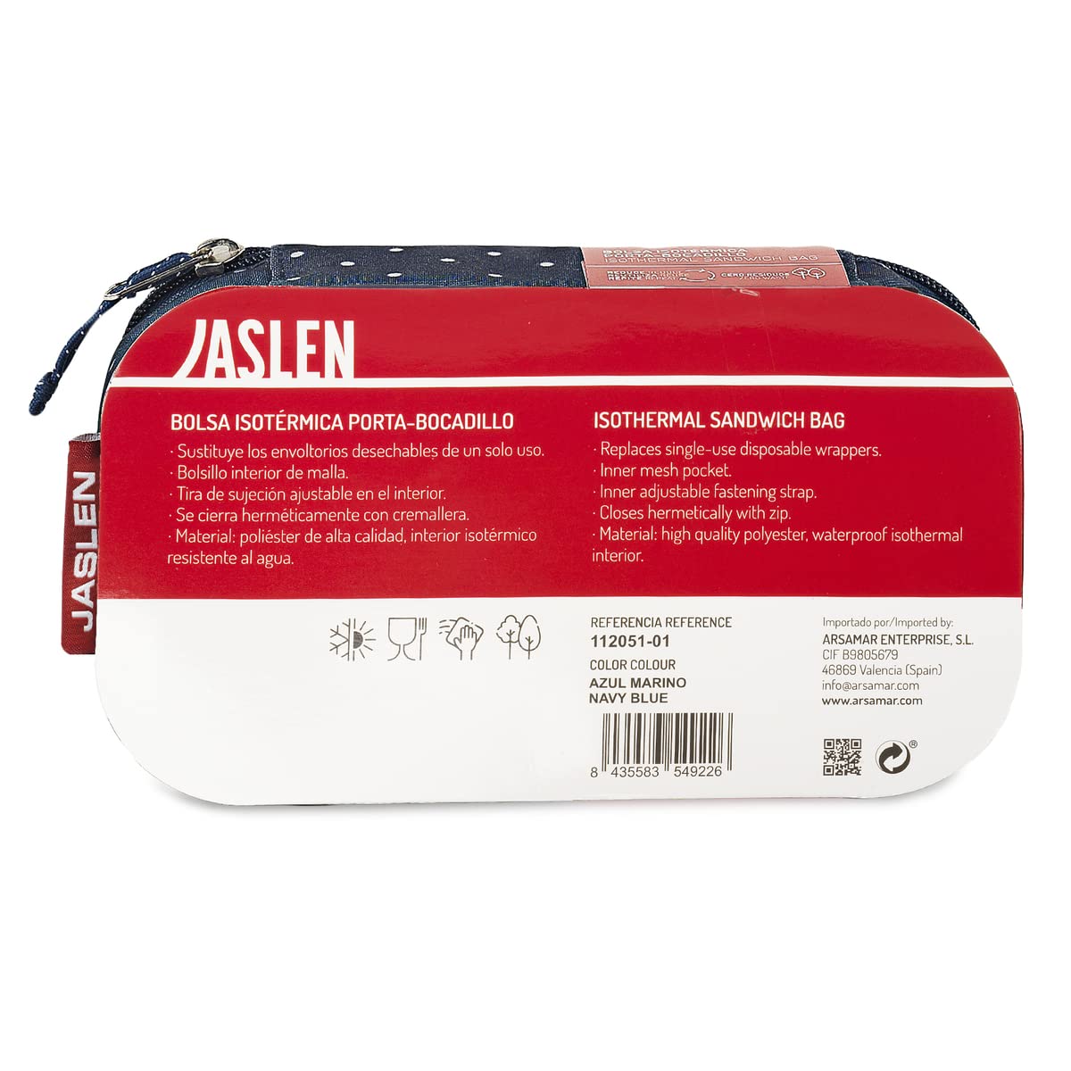 JASLEN - Bolsa Termica Porta Alimentos - Bolsa Comida Trabajo. Bolsa Nevera Porta Alimentos - Bolsa Comida. Bolsa Nevera. Bolsa Termica Comida. Fiambreras, Marino