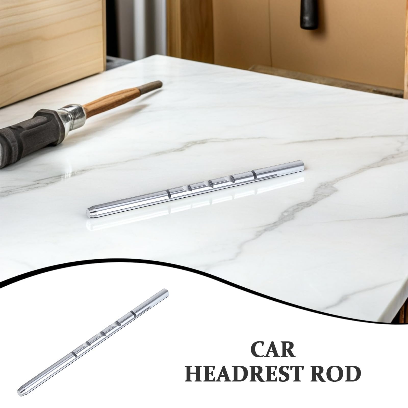 Artibetter Lot de 8 Tiges Appui-tête en Métal Argenté pour Siège Auto Réglage Multiangles et Fixation Solide, Accessoire Voiture Intérieur Pratique