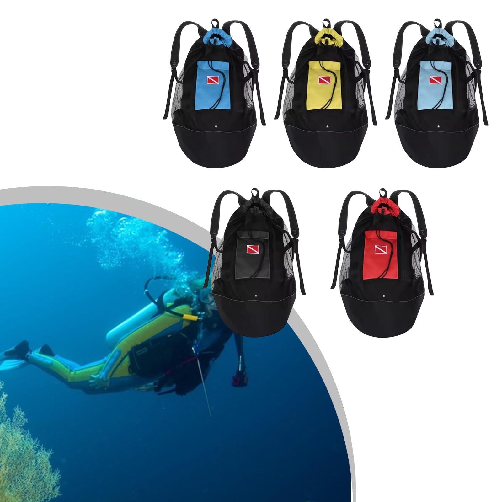 Sacs de plongée, sac de plongée de grande capacité de 80 L, sac à dos avec cordon de serrage, sac de plongée avec bandoulière