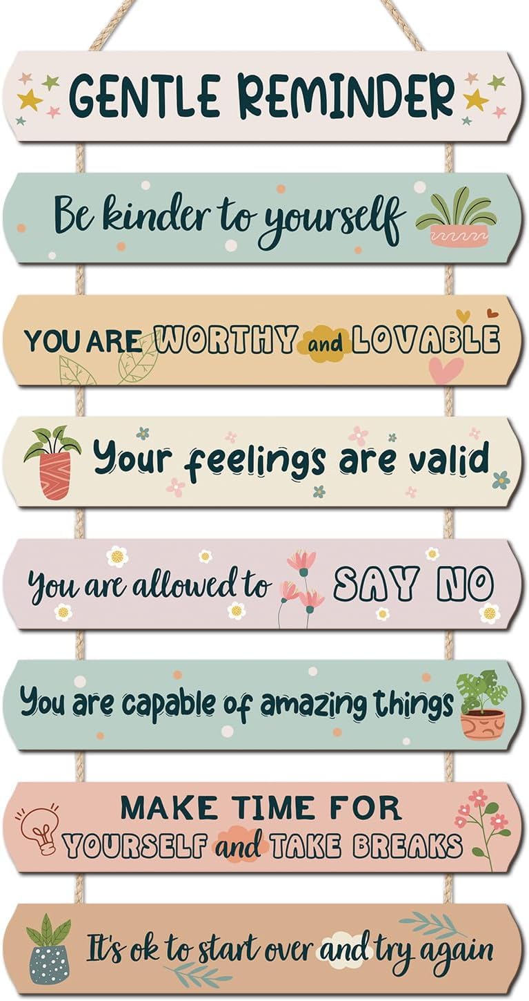 HPUINB Inspirational Quotes Gentle Reminders Wall Art, Motivational Positive Affirmations Decor