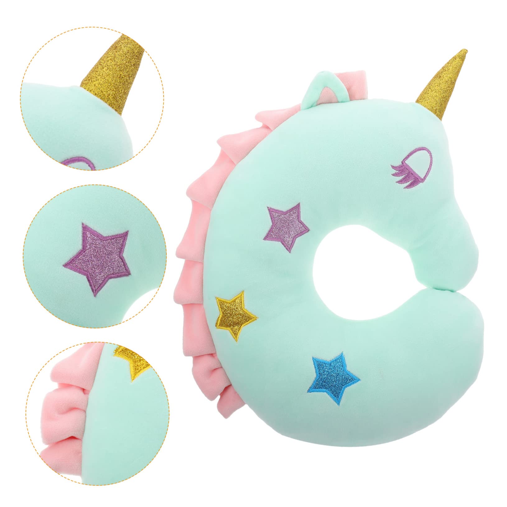 Ciieeo Almohada de Viaje Cuello Diseño de Unicornio Adorable, Relleno de Algodón PP, Forma Soporte Cómodo en Casa y Viajes