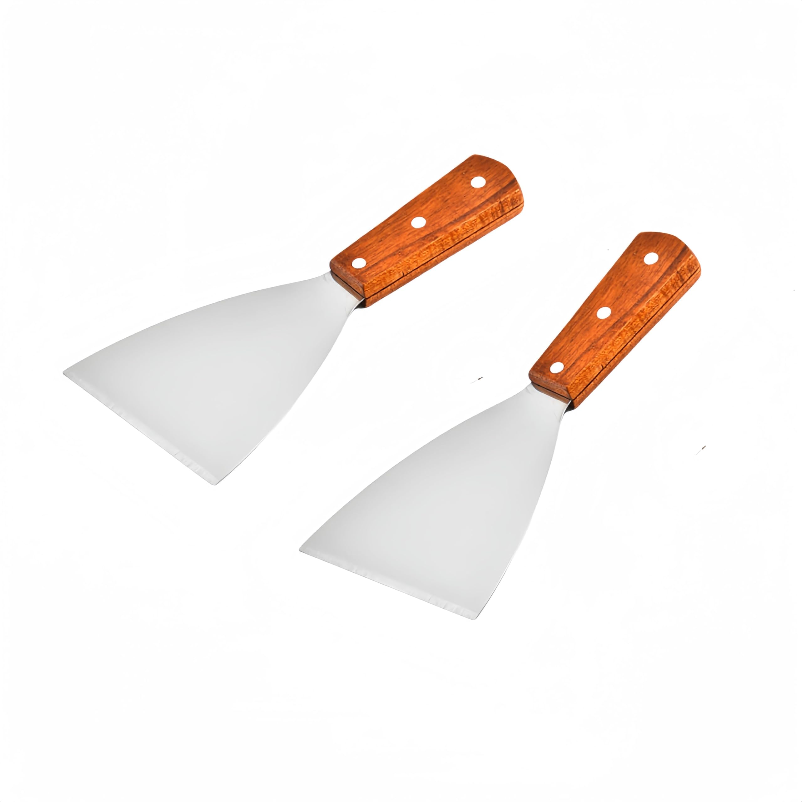 NBBENGGriddle Scraper 2Pcs,Stainless Steel Blade Slant Edge Grill Scraper Wooden Handle for Food Service, Baking, Griddle Scraper Cleaning,Barbecue Supplies