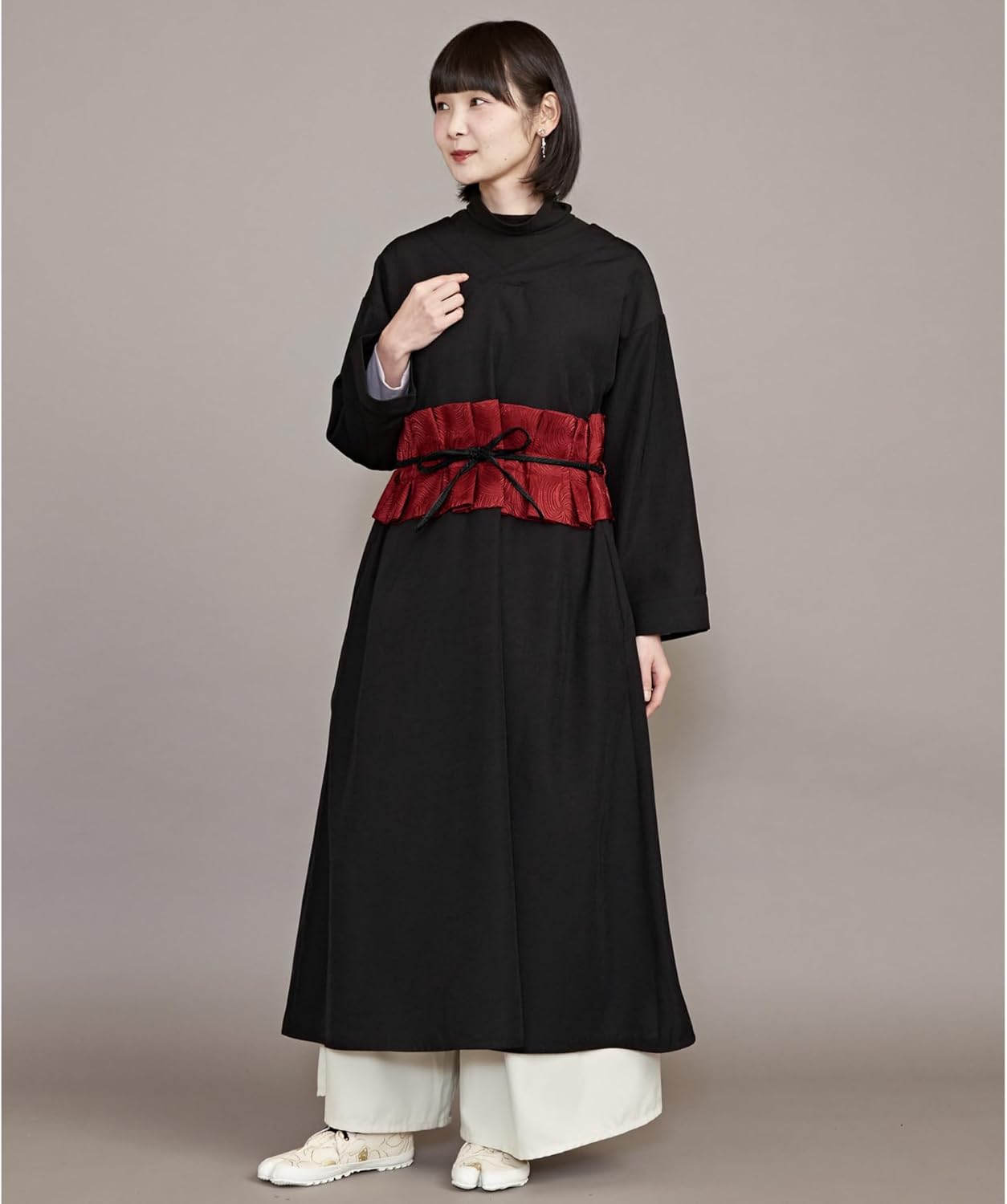 [倭物や Kaya] Stream KIMONO One-piece Long Dress/Japanese Classical Casual Dress Retro 7CQ-3117 LADY'S BLACK - Image 2