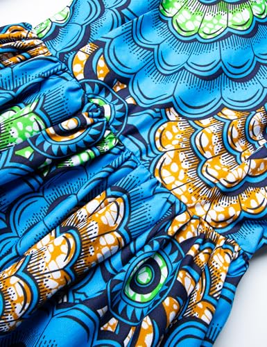 Image of Women's African Ruffle Long Sleeve Dress Ankara Print Maxi Dresses