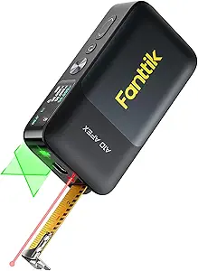 Fanttik A10 Apex 3-in-1 Digital Laser Tape Measure with HD Color Display, 165Ft Rechargeable Laser Measurement & 32Ft Green Cross Line Laser & 9.8Ft Tape, 6 Units, for Distance/Area/Volume/Leveling
