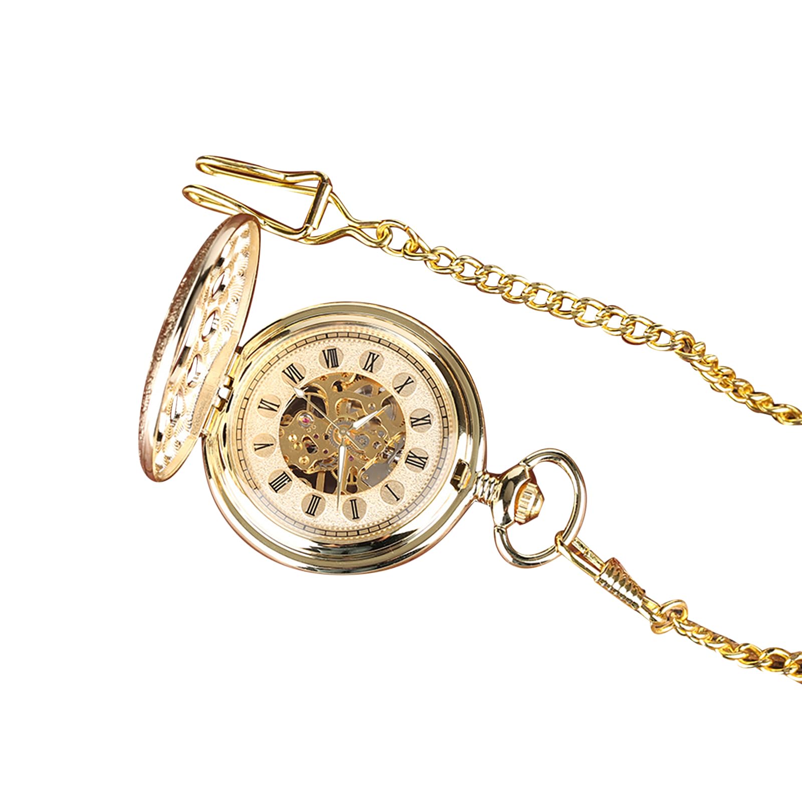MOUDOAUER 15MM Espesor Pétalo Hueco Vintage Retro Cuarzo Steampunk Reloj de Bolsillo Accesorios