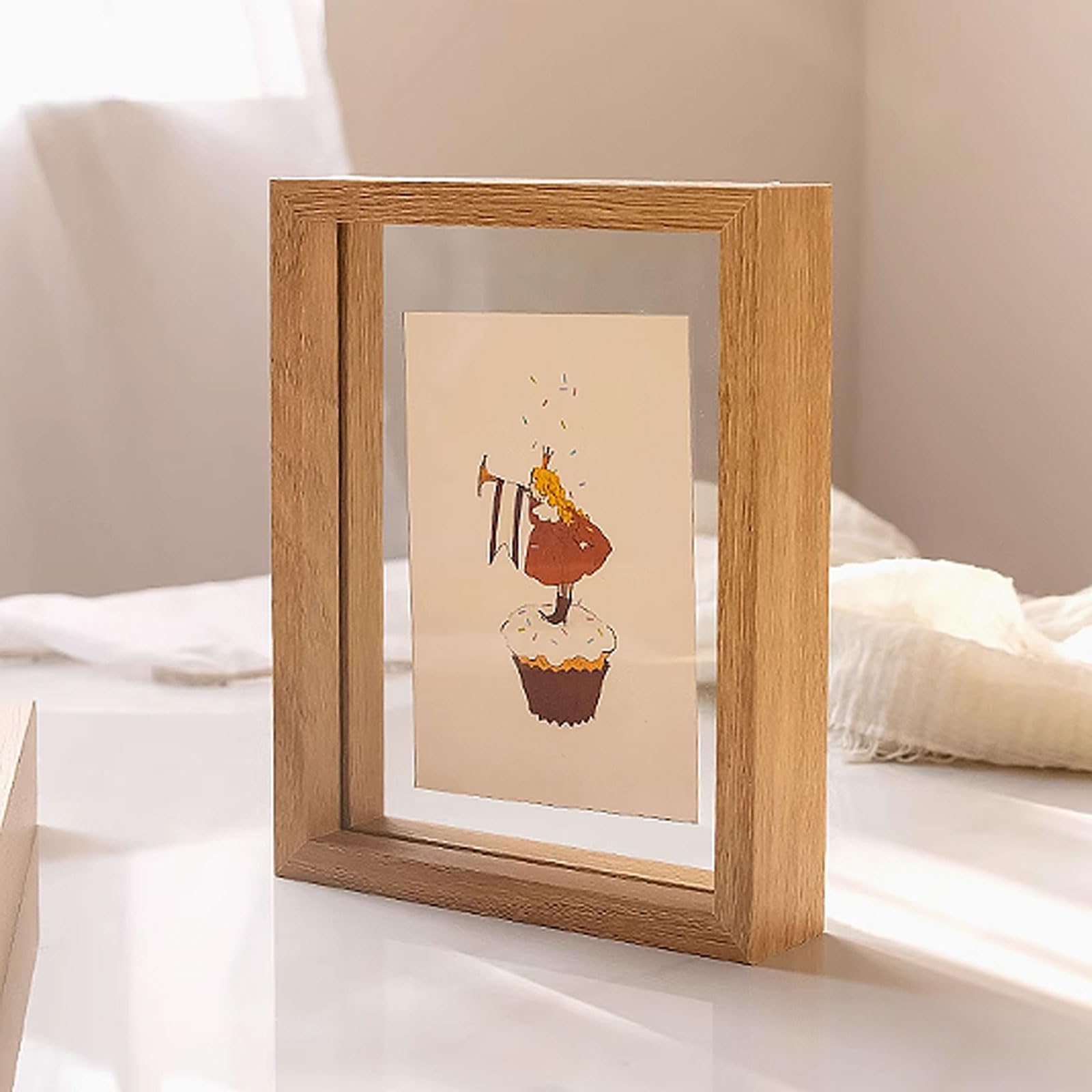 Unikicool Double Sided Transparent Photo Frame,Floating Frame,Square Frames,Double Glass Picture Frame Display Photo,Sturdy And Scratch Resistant,As A Gift For Birthdays,Weddings,Anniversaries