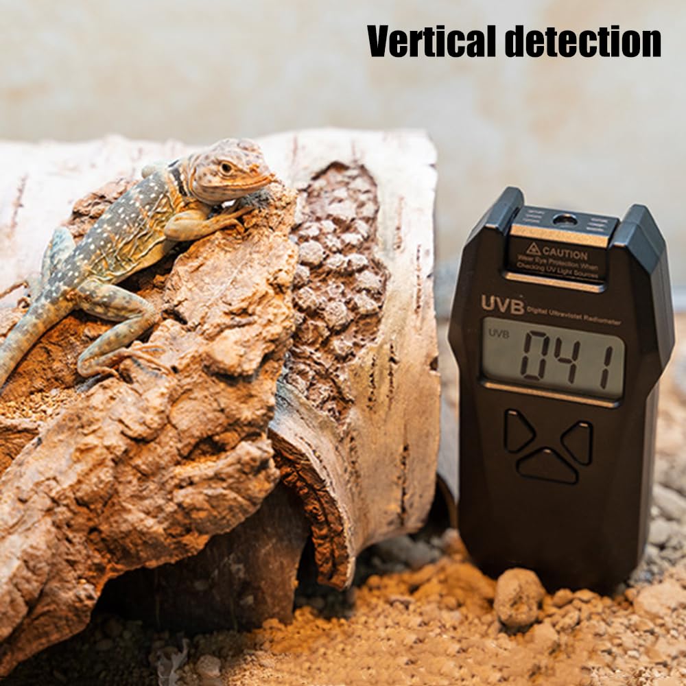 DONGKER Medidor de índice UVB, sonda reversible, radiómetro digital de mano con función de registro de datos para pruebas ambientales de reptiles