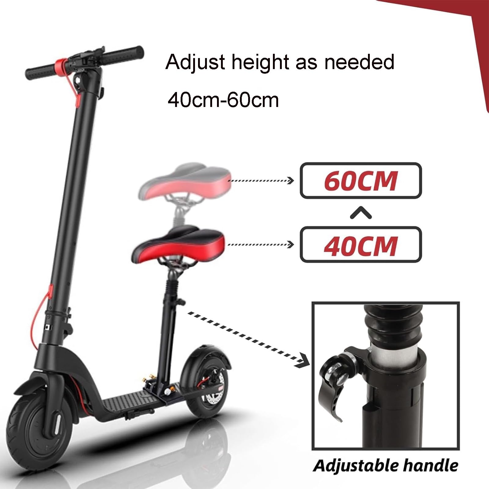Sellino Monopattino Elettrico, Sellino Monopattino Elettrico Con Funzione Di Sollevamento, Sedile Monopattino Universale Pieghevole per Un Maggiore Comfort Di Guida