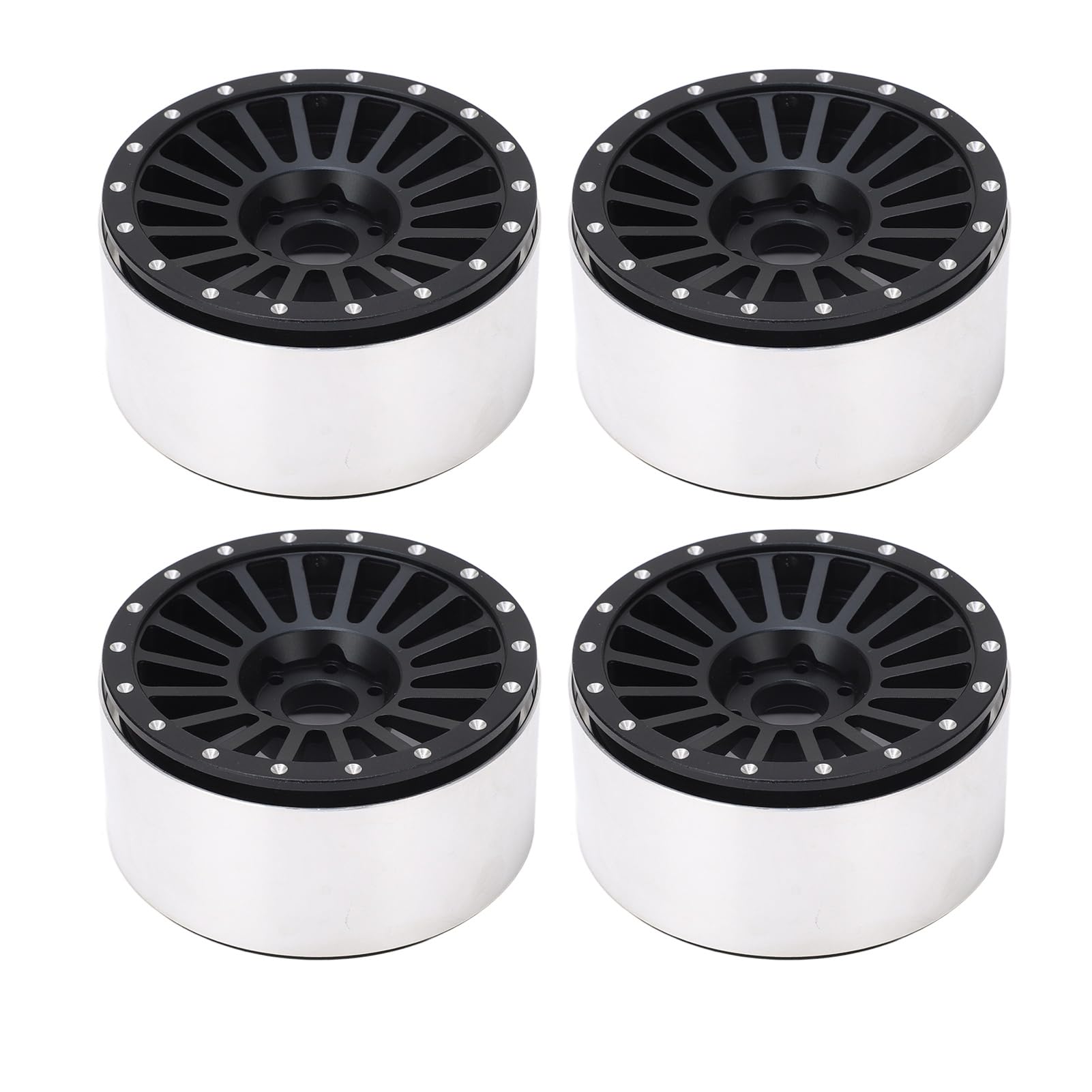 4 cerchi per ruote RC da 2,6 pollici in lega di alluminio, facili da installare, leggeri, per auto RC Axial RR10 90048 1/10 (Nera)