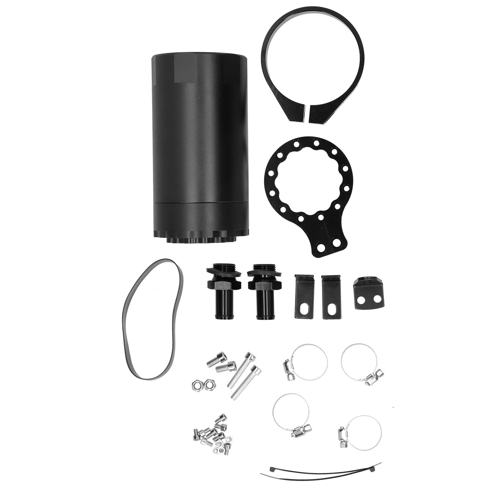 Universal Gonled Oil Catch Can Can zbiornik z akcesoriami montażowymi RSOCC020 Aluminium Aluminium Separator dla wszystkich samochodów (Czarny)