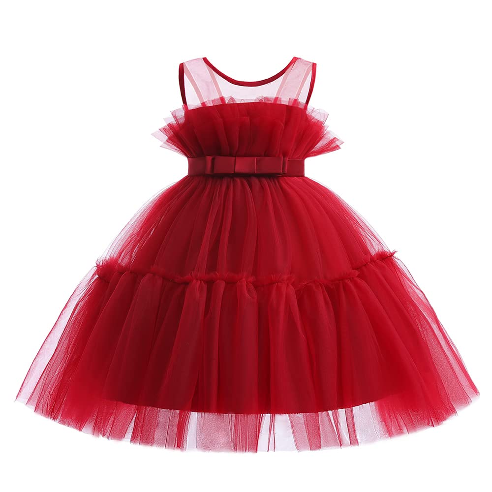12M-6T Baby Girls Christmas Ruffle Ball Tutu Gown Wedding Party Lace Dresses
