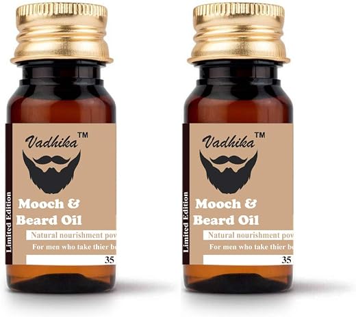 VADHIKA Pure &amp; Organic Mooch &amp; Beard Oil Pack of 2 (35ml Each)