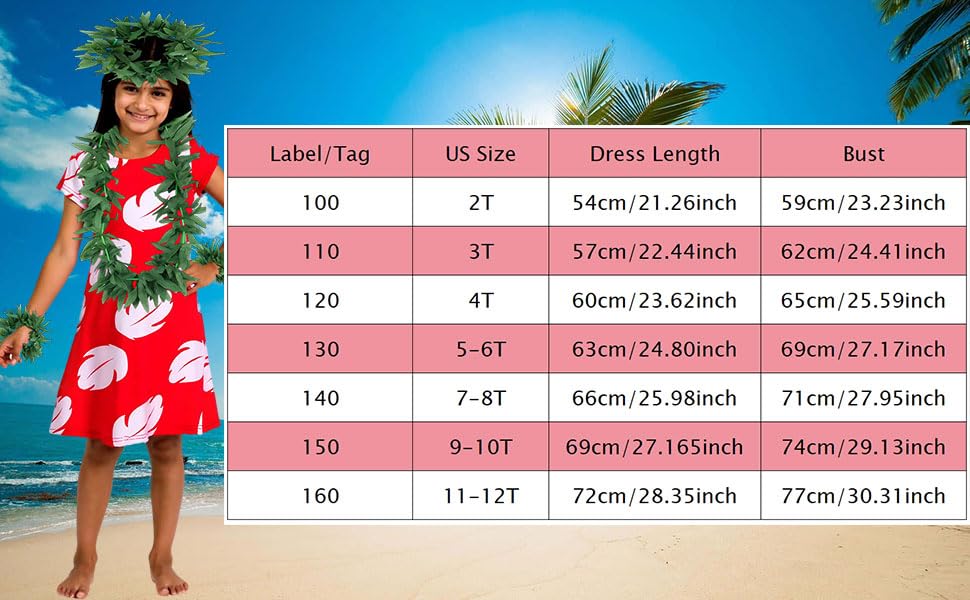 Disfraz hawaiano para niñas pequeñas con accesorios miniatura 2