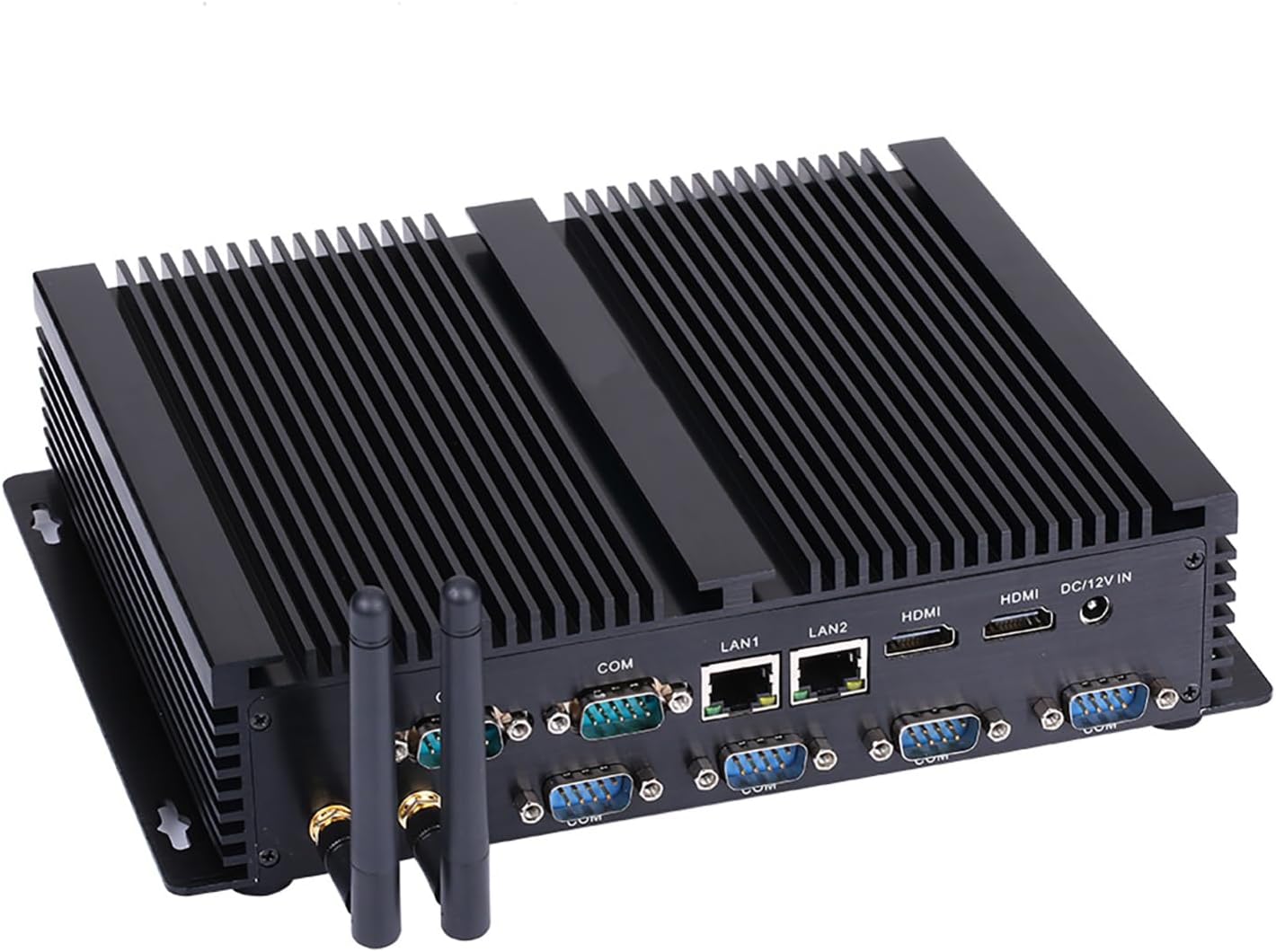 HUNSN Fanless Industrial PC, Mini Computer, Core I5 4200U 4250U 4258U 4278U 4288U, Windows 11 / Linux Ubuntu, IM04, WiFi, BT, 2 x HDMI, 2 x LAN, 6 x COM RS232, 8 x USB, 8G RAM, 512G SSD