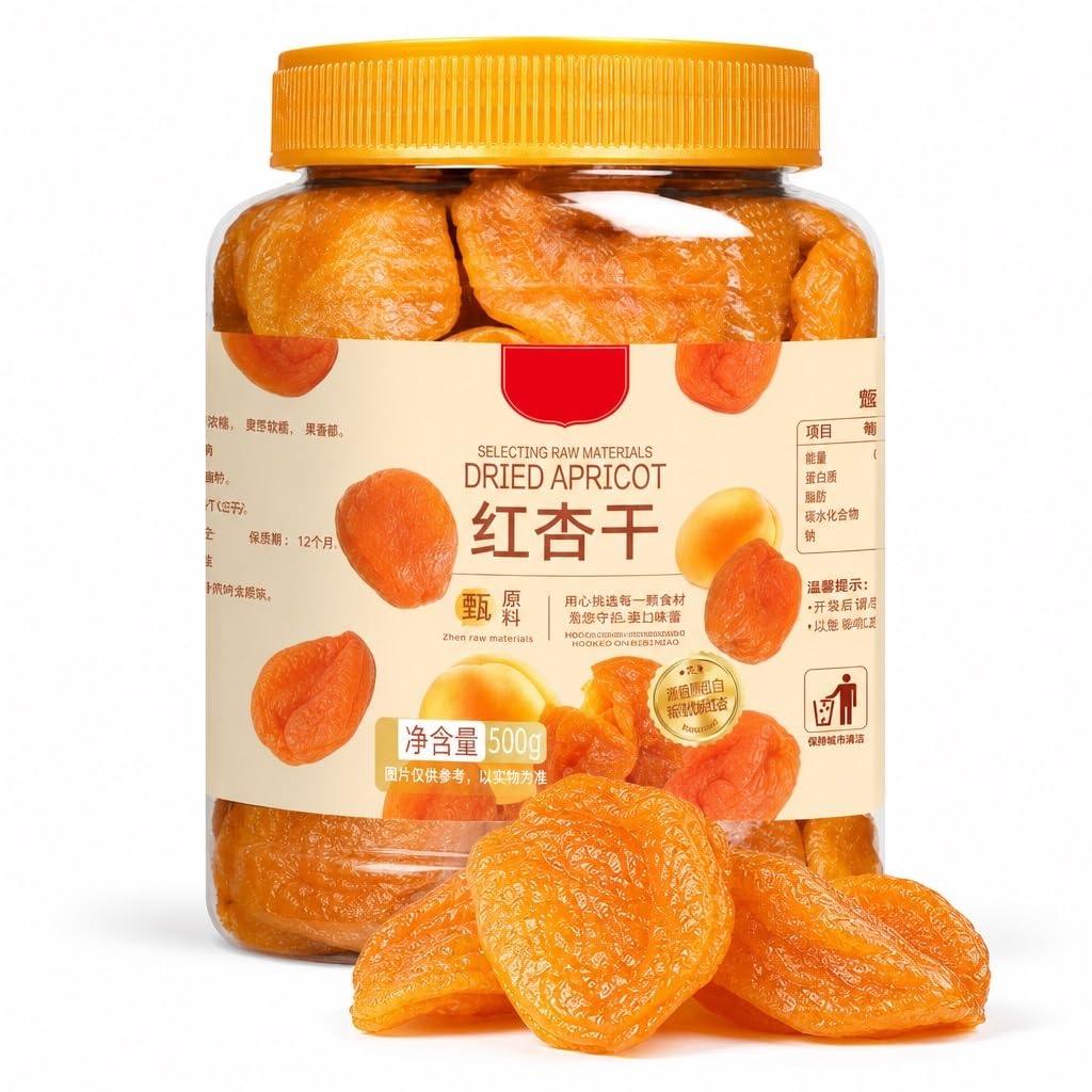 Albaricoques Secos Deshuesados ​​naturales 500g, Secados Al Sol De Corte Grueso, Bocadillos Frutas Suaves Y Masticables Saludables For Regalos, Hornear, Té