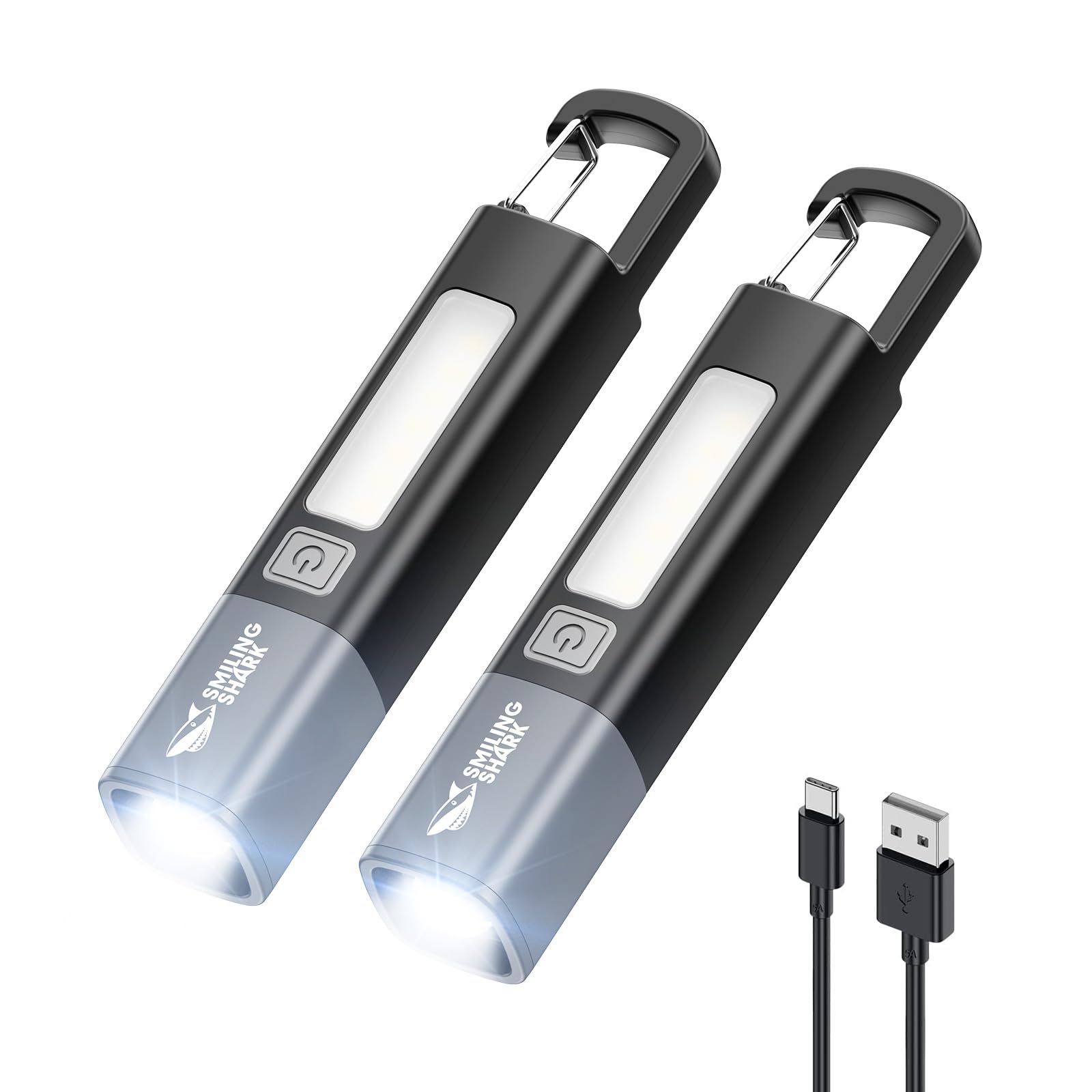 Smiling Shark Linternas LED Recargable,2 Piezas Linterna De Manos Con 3